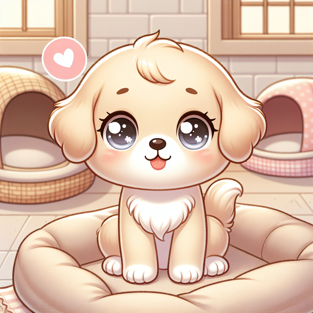 Cartoon puppy - cream and white